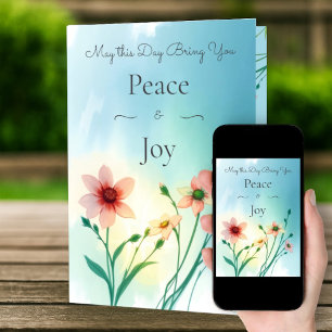 Carte Peace & Joy Été Fleurs Printemps Anniversaire