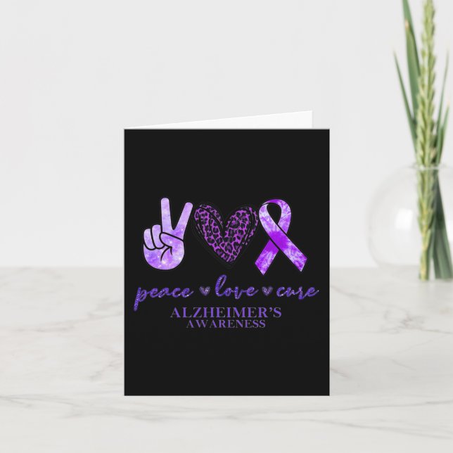 Carte Peace Love Cure Ribbon Leopard Alzheimer Cerveau A (Devant)