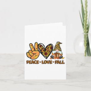 Carte Peace Love Fall Fun Gnome Autumn Lover Citrouilles