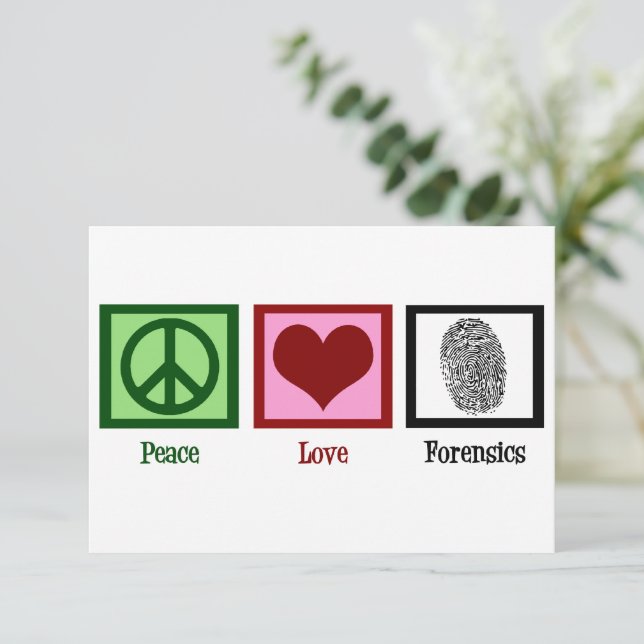 Carte Peace Love Forensics Department Forensic Lab Card (Debout devant)