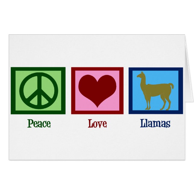 Carte Peace Love Llamas (Devant horizontal)