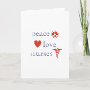 Carte Peace Love Nurses Day Red Caduceus Heart Nurse