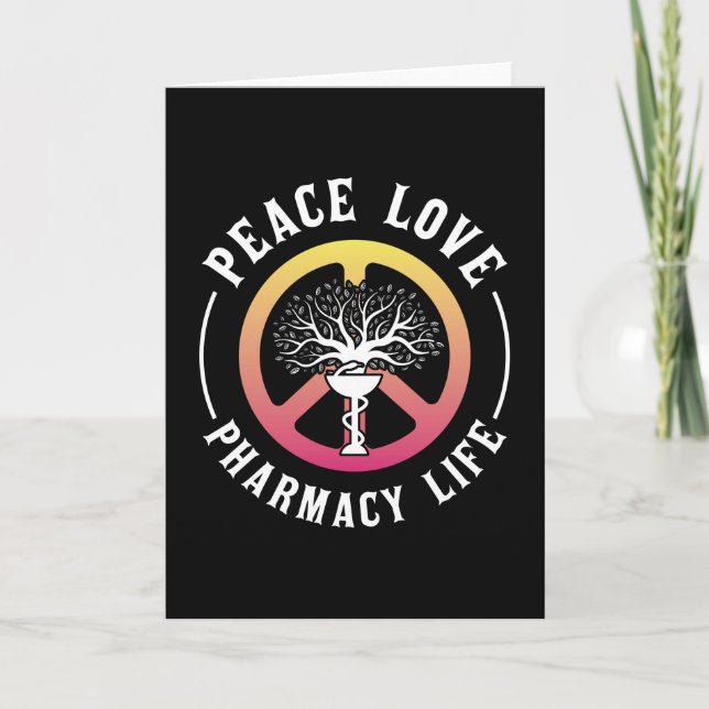 Carte Peace Love Pharmacie Technicien de la vie Pharmaci (Devant)