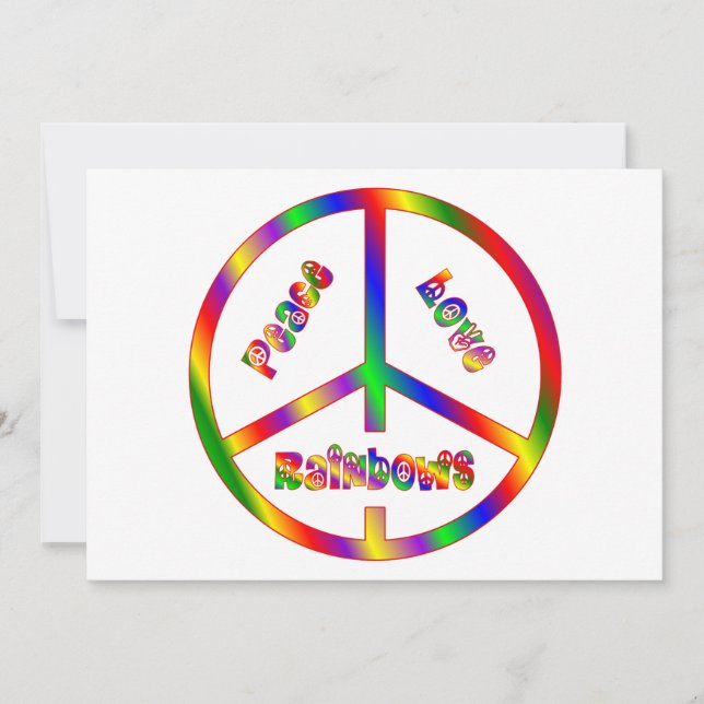 Carte Peace Love RAINBOWS (Devant)