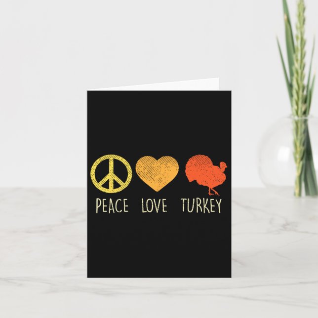 Carte Peace Love Turkey Fun Thanksgiving Day Hippie Hipp (Devant)