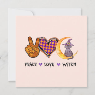 Carte Peace Love Witch - Halloween Design