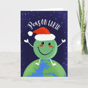 Carte peace on the Earth noël pea art drôle jeu de mots