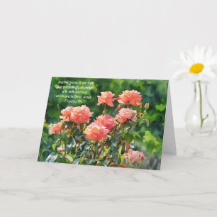Carte Peach Orange Rose Bible Verse Faith Art Note Card