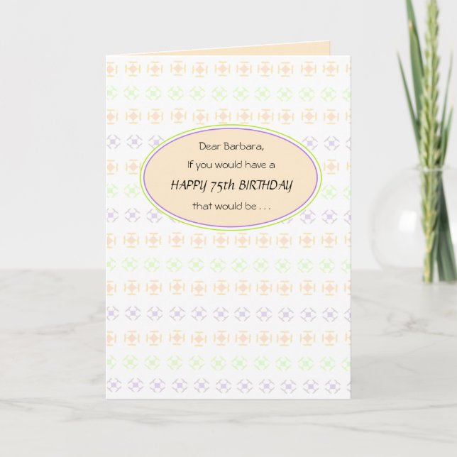 Carte Peachy 75th Birthday Greeting Card for Her (Devant)