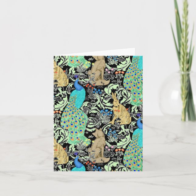 Carte Peacock Art Nouveau Impression, Turquoise & Neutra (Devant)