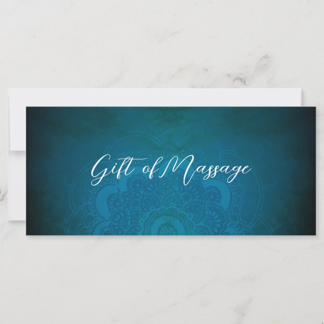 Carte Peacock Blue Zen Mandala Certificats cadeaux Nouve (Devant)