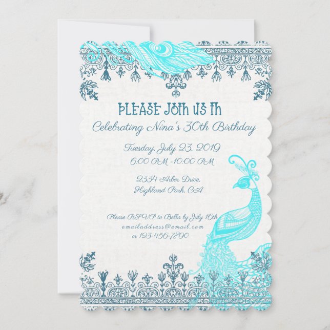 Carte Peacock Et Plumes Anniversaire (Devant)