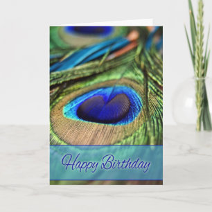 Carte Peacock Feathers Birthday Card