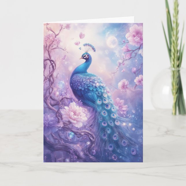 Carte Peacock gracieux avec Belle Queue en plumes (Devant)