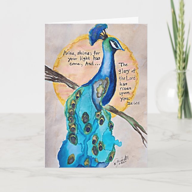 Carte Peacock Shine Isaiah 60v1  (Devant)