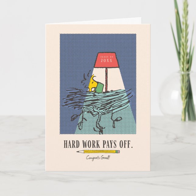 Carte Peanuts Snoopy Hard Work Pays Off Graduation (Devant)