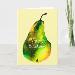 Carte Pear aquarelle fruit vert