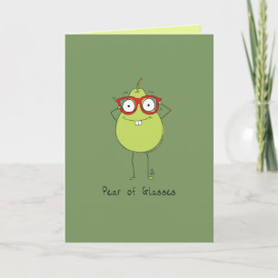 Carte Pear of Glasses Funny & mignonne Pear Pun Card