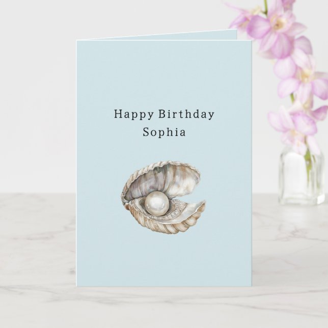 Carte Pearls Shell Birthday  (Orchidée)