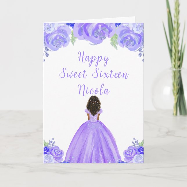 Carte Peau foncée princesse Sweet sixteen violet (Devant)