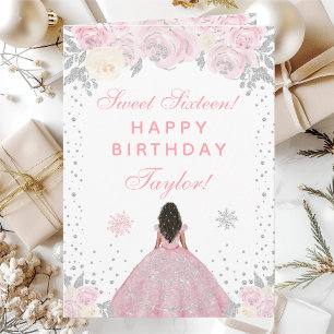 Carte Peau rose foncée hiver Princesse Sweet sixteen