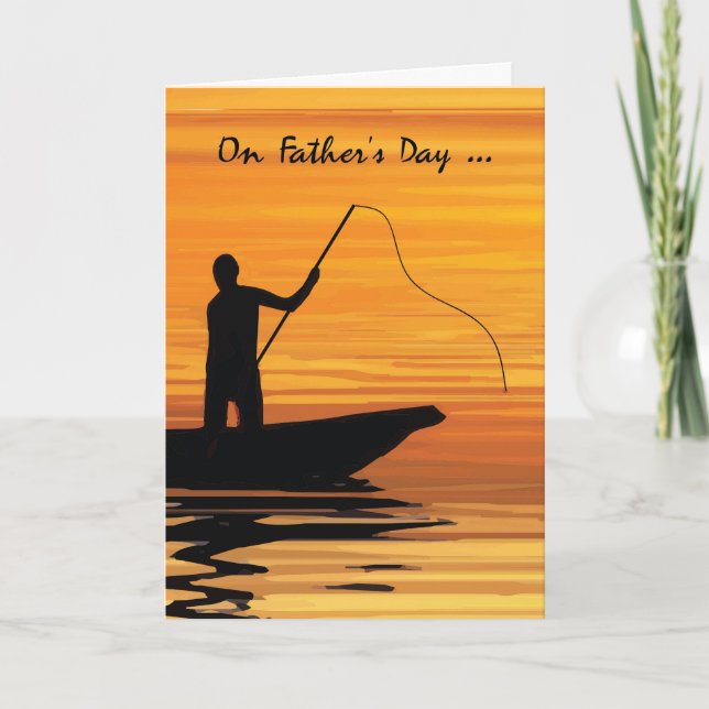 Carte Pêche à la fête des pères au coucher du soleil en  (Devant)