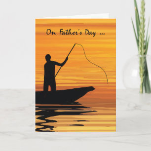Carte Pêche à la fête des pères au coucher du soleil en 