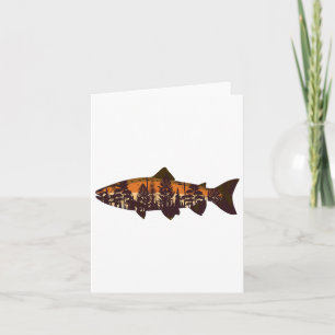 Carte Pêche à la truite Forêt Nature Faune Pêcheur