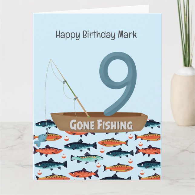 Carte Pêche Amant 9e anniversaire (Devant)