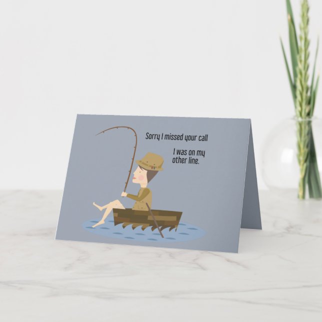 Carte Pêche Blue Funny Désolé Manqué Votre Devis D'Appel (Devant)