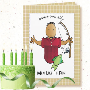 Carte Pêche caricature masculine afro-américaine