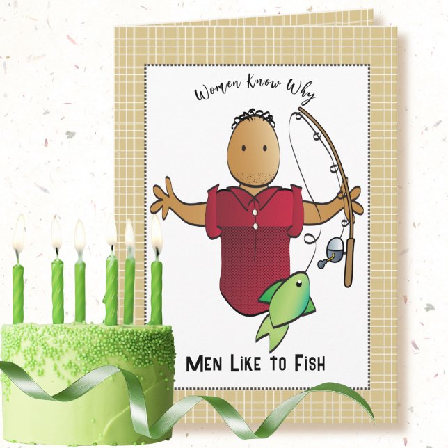 Carte Pêche caricature masculine afro-américaine (Créateur téléchargé)
