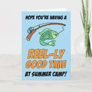 Carte Pêche en colonie de vacances Poisson mignon Blank