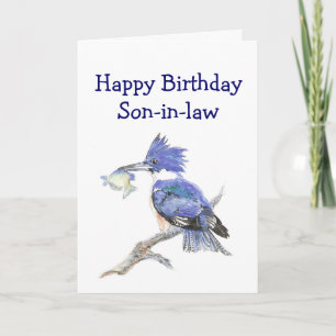 Carte Pêche gendre Humour d'anniversaire Le martin-pêche