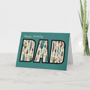 Carte Pêche papa anniversaire avec leurres dans DAD