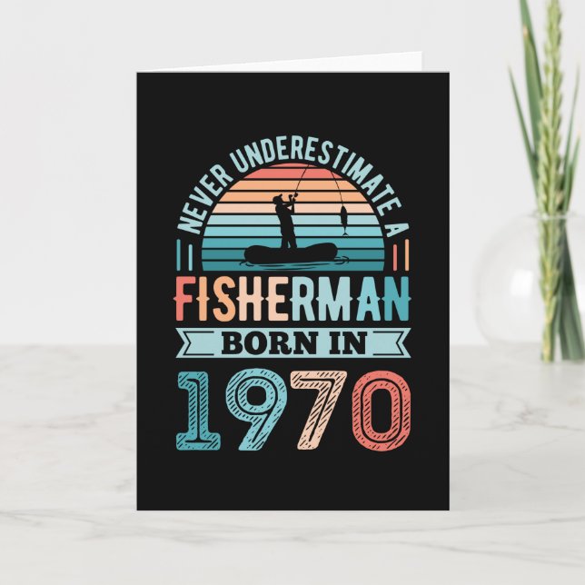 Carte Pêcheur né 1970 Pêche 50e anniversaire Cadeau (Devant)