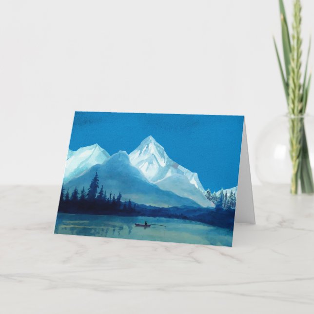 Carte Pêcheur sur une Fête des pères de Mountain Lake (Devant)