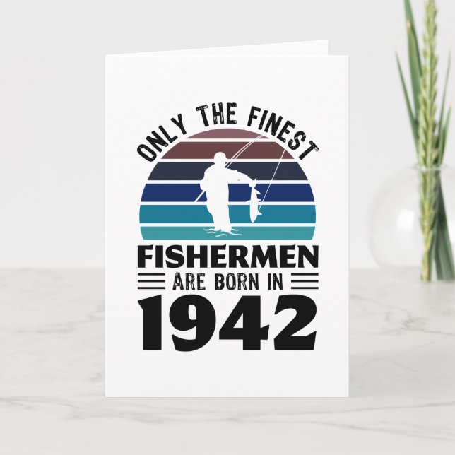 Carte Pêcheurs nés 1942 80e anniversaire Pêche Cadeau (Devant)