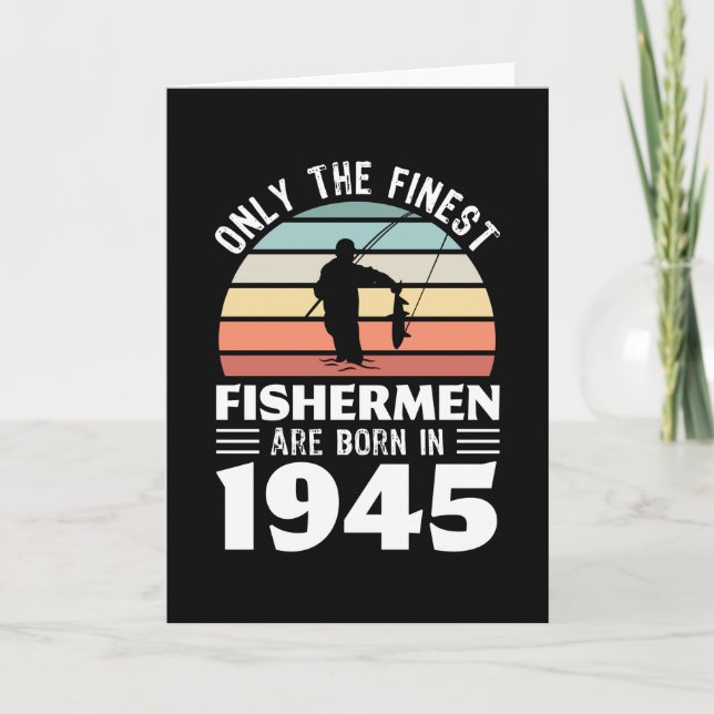 Carte Pêcheurs nés en 1945 80e anniversaire de pêche cad (Devant)
