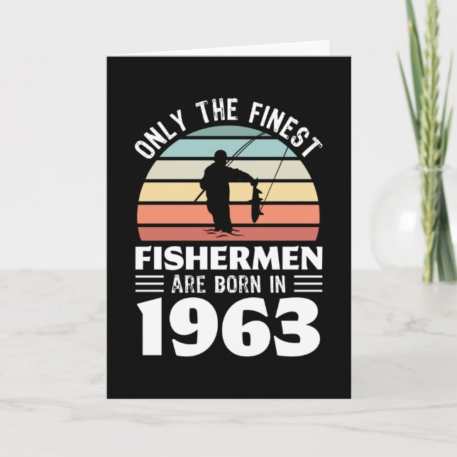 Carte Pêcheurs nés en 1963 Cadeau de 60 ans de pêche (Devant)
