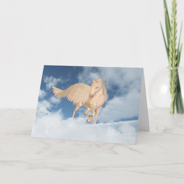 Carte Pegasus regardant vers le bas par des nuages (Devant)