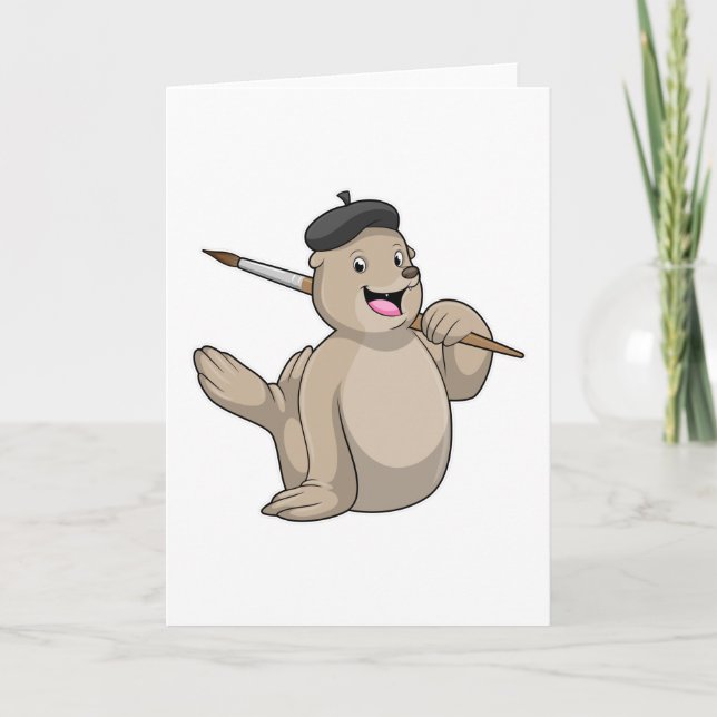 Carte Peintre de phoque avec pinceau (Devant)