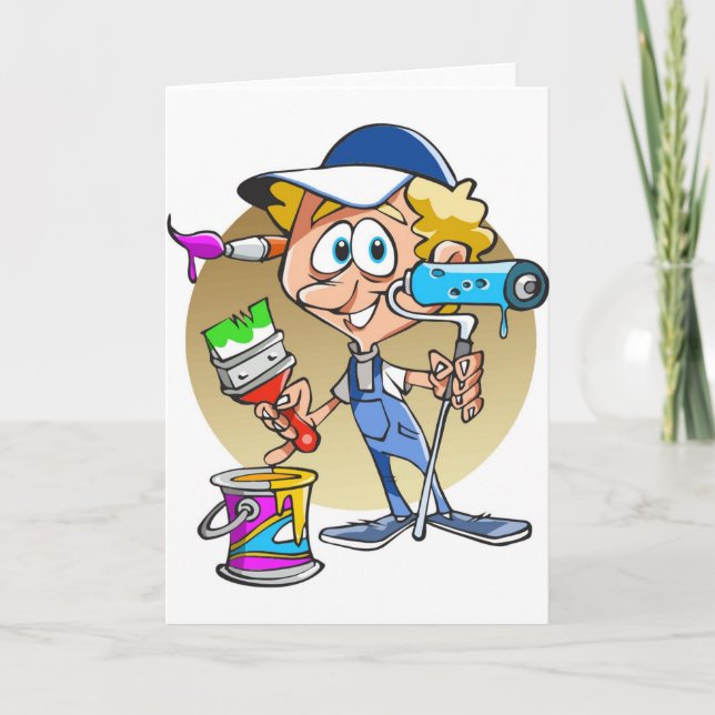 Carte Peintre décorateur Mascotte de dessin (Devant)