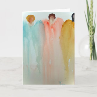 Carte Peinture à l'aquarelle de 3 anges, personnages ou 