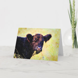 Carte Peinture à l'aquarelle de la vache Beltie Galloway