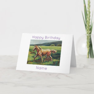 Carte Peinture à l'huile de cheval Palomino pour anniver