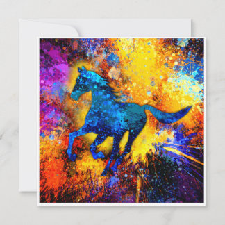 Carte Peinture Abstraite de Cheval en Course