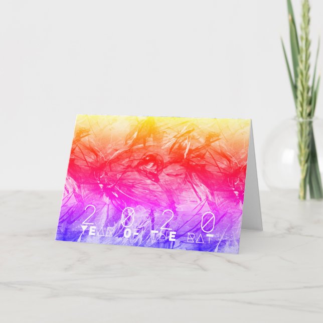 Carte Peinture Abstraite Rat chinois Anniversaire GC (Devant)