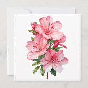 Carte peinture aquarelle de fleur d'azalée