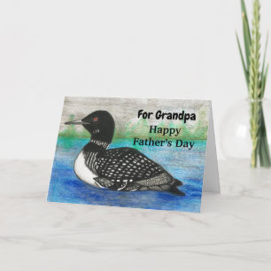 Carte Peinture aquarelle de huard pour la fête des pères